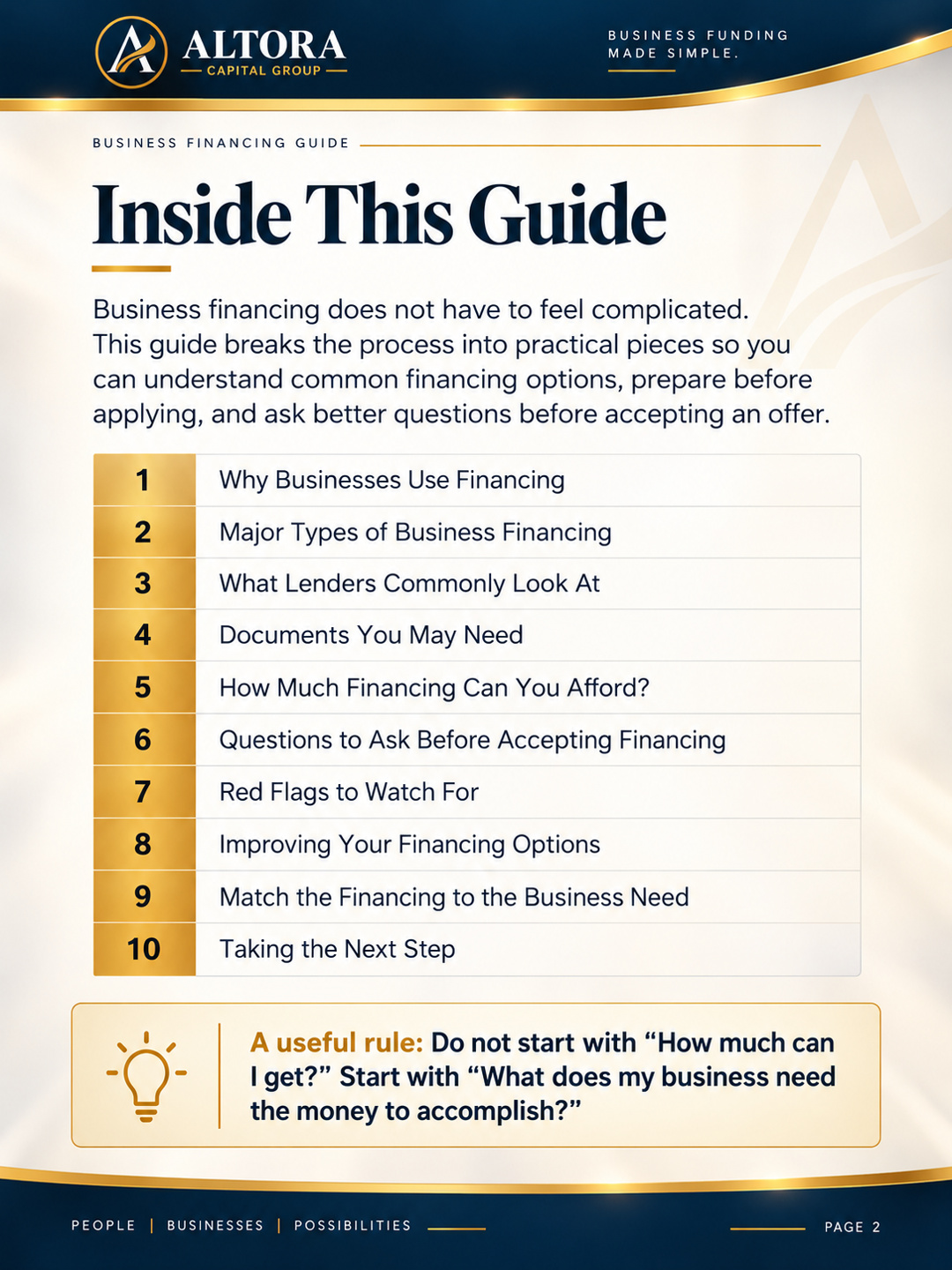 Business Financing Guide page 2