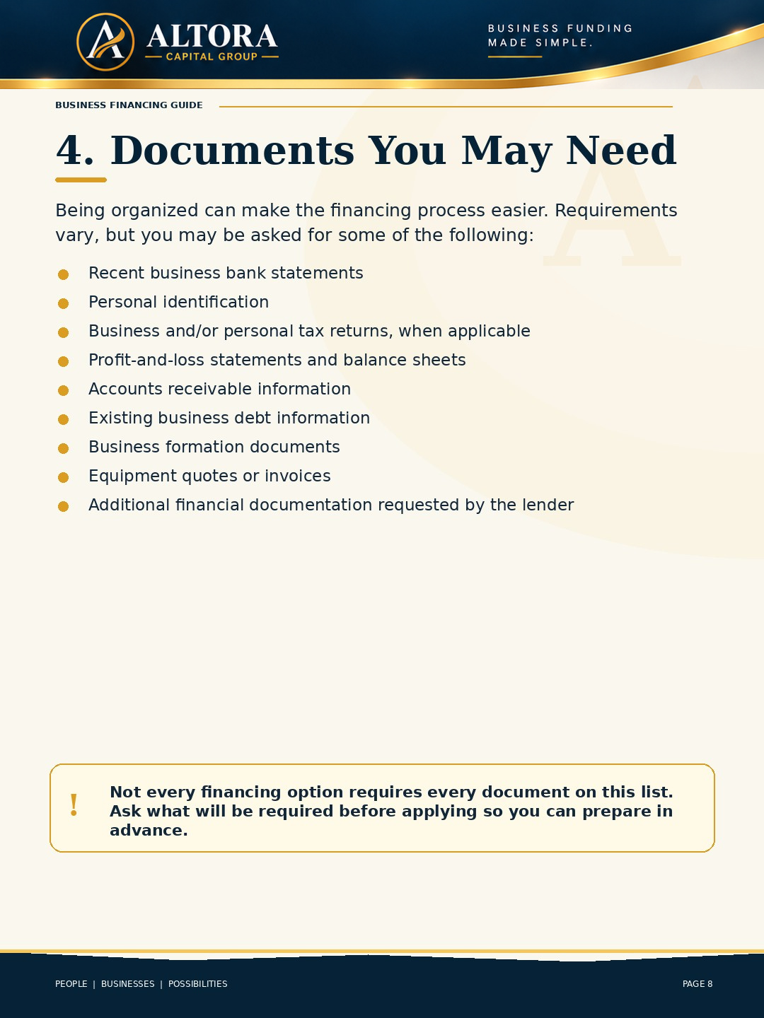 Business Financing Guide page 8