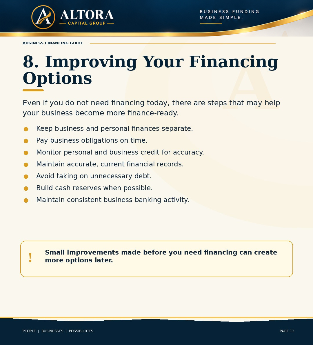 Business Financing Guide page 12