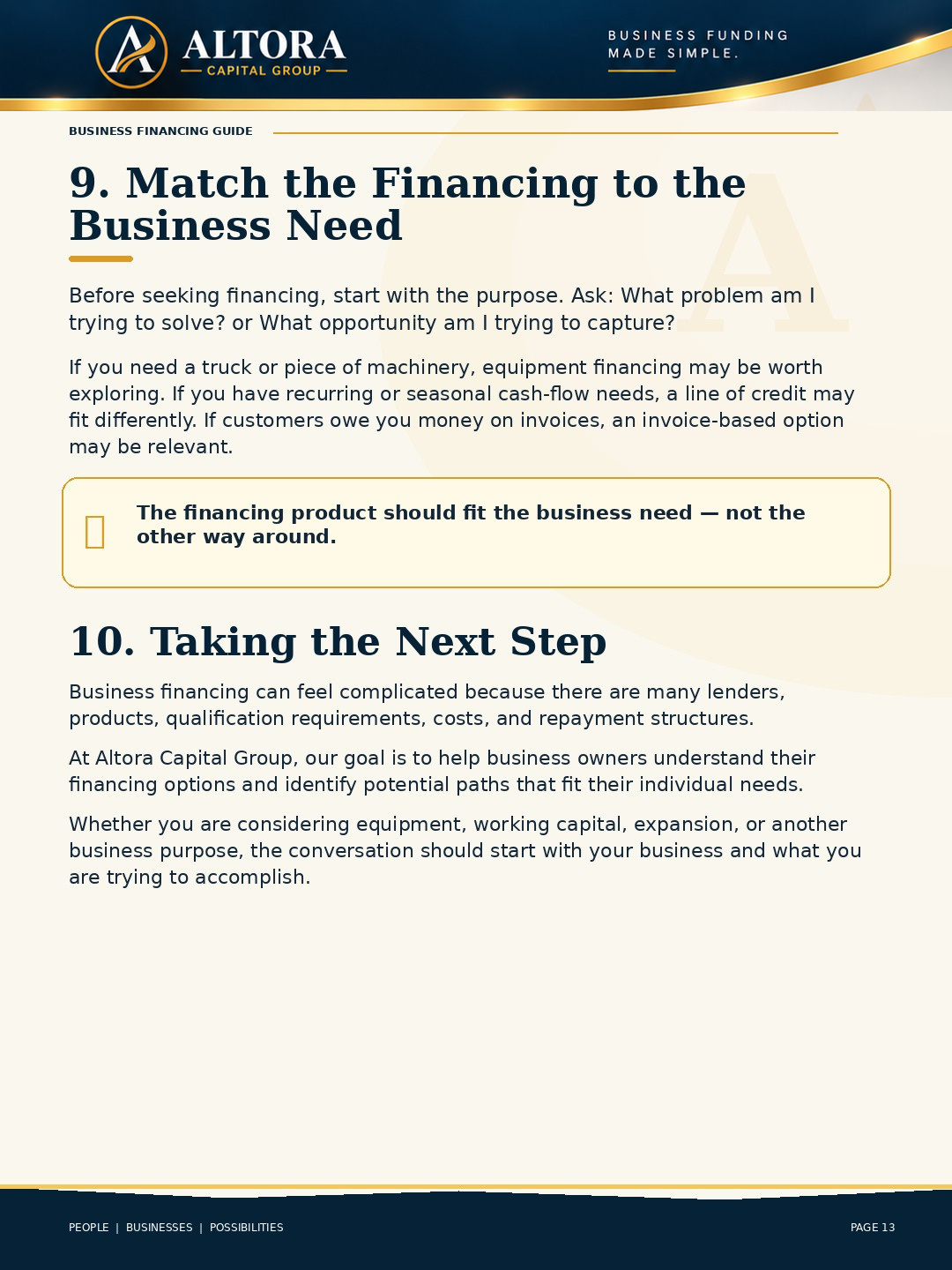 Business Financing Guide page 13